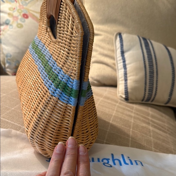 Stylish Woven Handbag with Blue and Green Accents - Picture 6 of 6